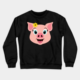 Cute Girl Pig Face Design Crewneck Sweatshirt